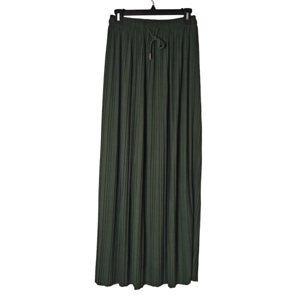 New Mix One Size Green Pleated Maxi Skirt